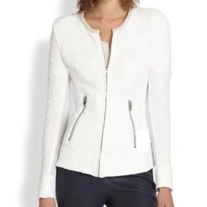 IRO Amiya Bouclé White Jacket Suede Cream Accents Large